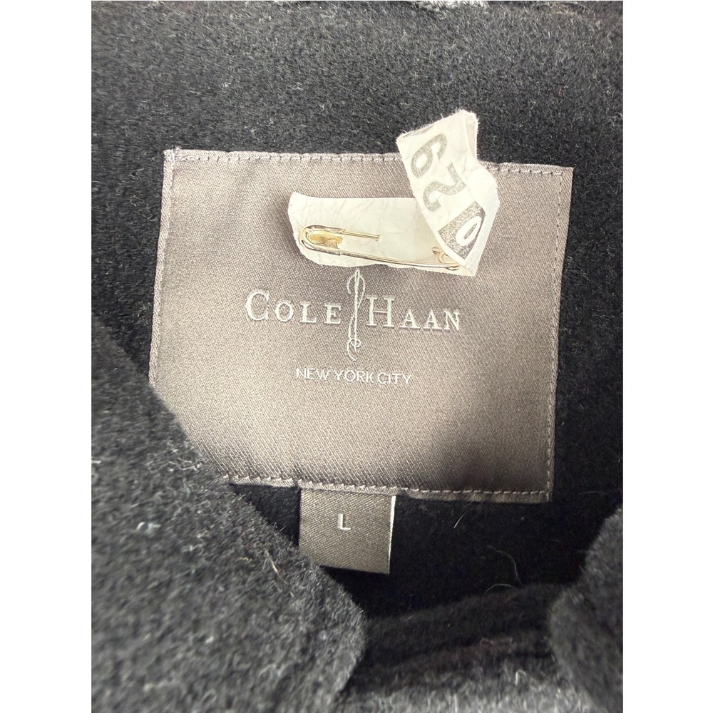 Cole Haan Mens Wool Cashmere Blend Car Coat Black‎ Lambskin Trim Size L Warm - Picture 5 of 13